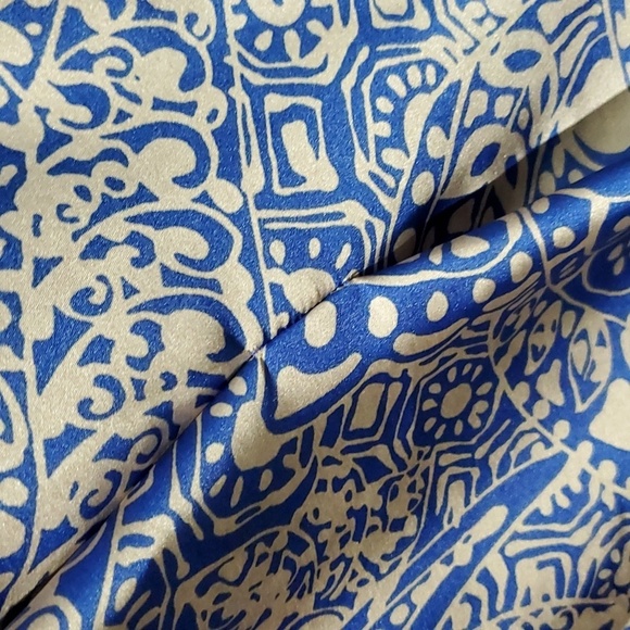 BLUE MIX BLOUSE MARKS & SPENCER LIMITED COLLECTION SIZE 12 INTERIOR LINED PLEATS - Picture 9 of 12